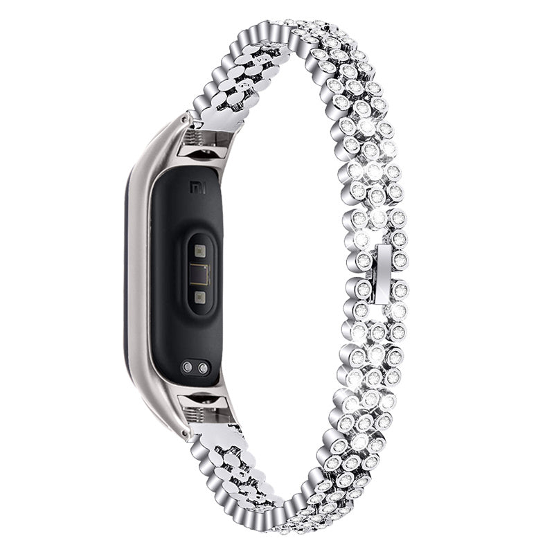 For Xiaomi Mi Band 7 Rhinestones Decor Replacement Strap Stainless Steel Round Beads Smart Watch Wristband For Xiaomi Mi Band 7 Rhinestones Decor Replacement Strap Stainless Steel Round Beads Smart Watch Wristband